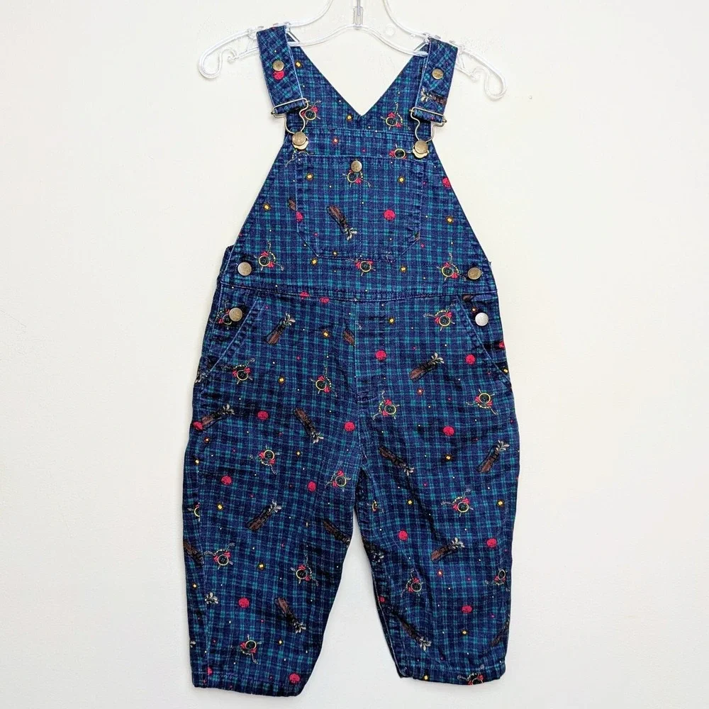Vintage 90s Gymboree Golf Sports All Over Print Rainbow Tag Overalls 6-12 Months
